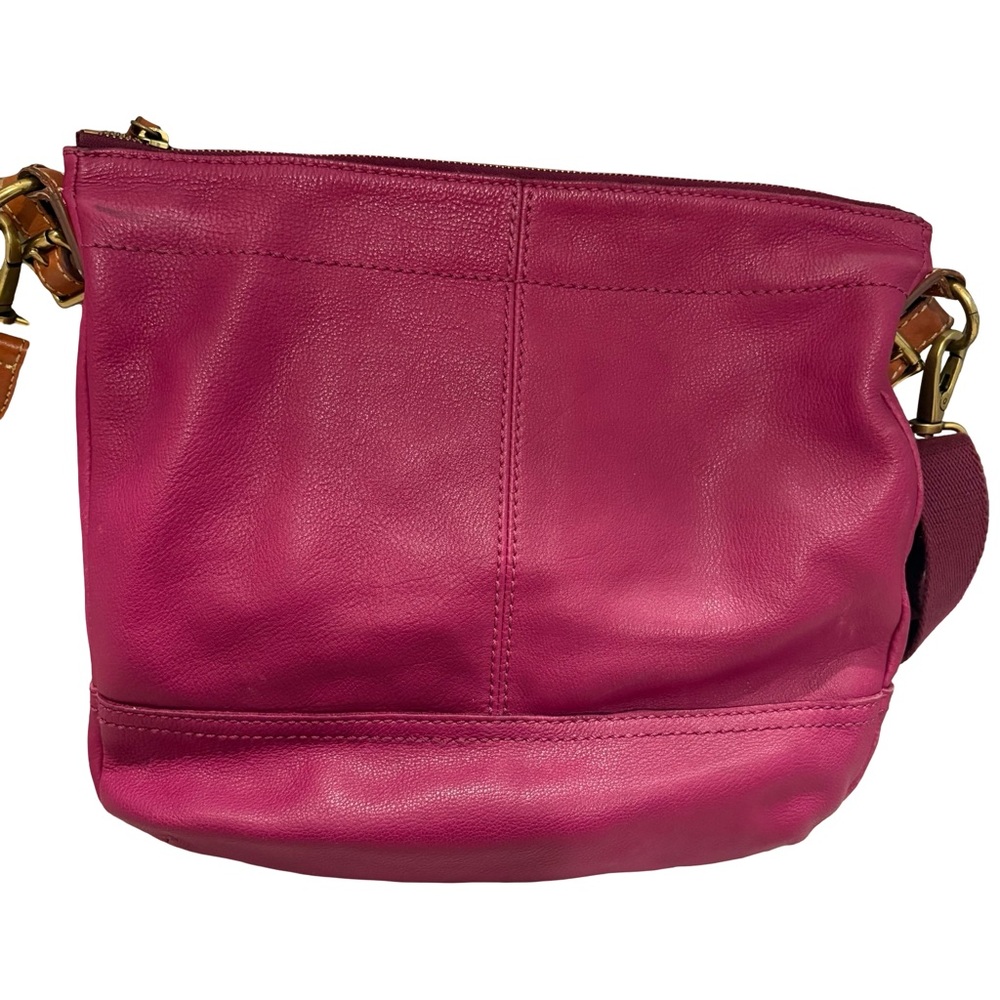 Vtg Fossil Magenta Hobo Double Strap Hobo Pebbled Leather Shoulder Crossbody Bag - Picture 4 of 16